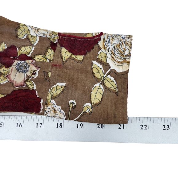 Vintage Project Red Western Shirt Mens L-XL Brown Red Floral Amber Snaps Casual - Picture 12 of 12